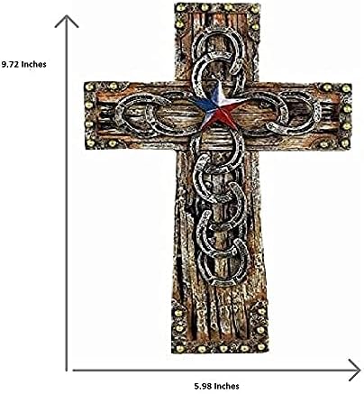 Comfy Hour Wood Look Horseshoe Wall Cross Decor 1