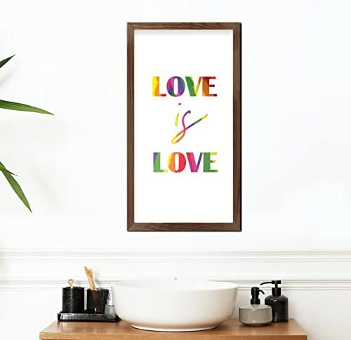 LGBT Pride Wood Framed Sign Love is Love 22x12 In 1