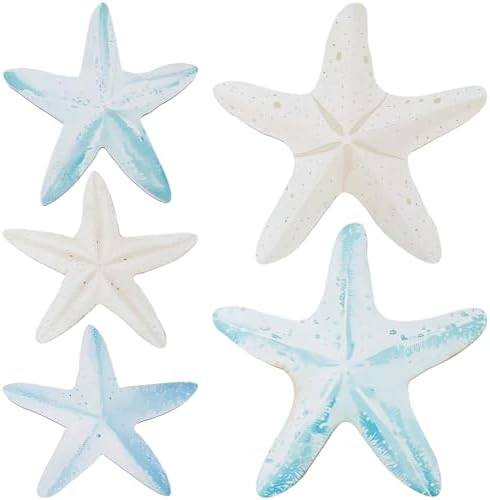 CREATCABIN 5pcs Wood Starfish Wall Decor Set