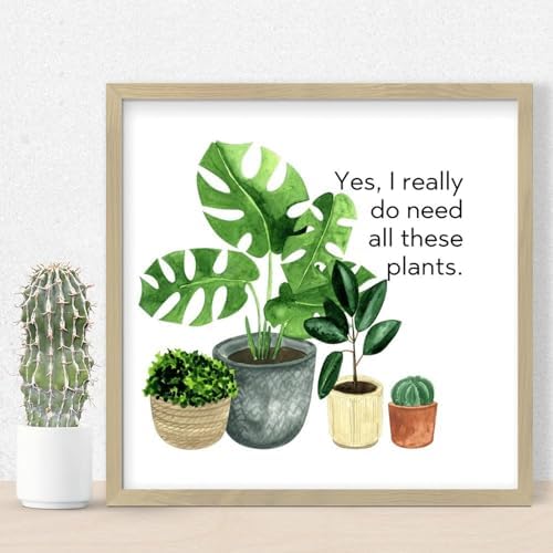 Rustic Wood Framed Plant Sign Gallery Wall Decor