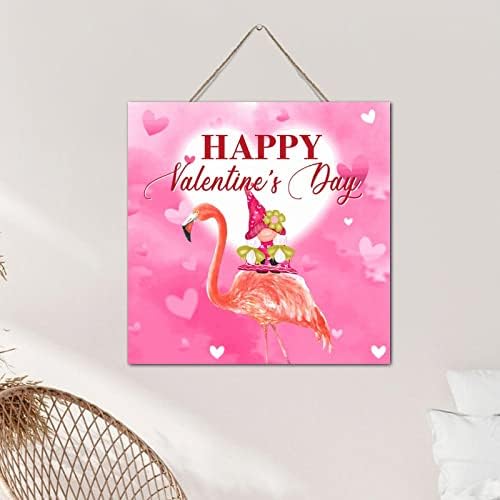 Flamingo Gnome Valentine Wall Plaque 12x12 Inch