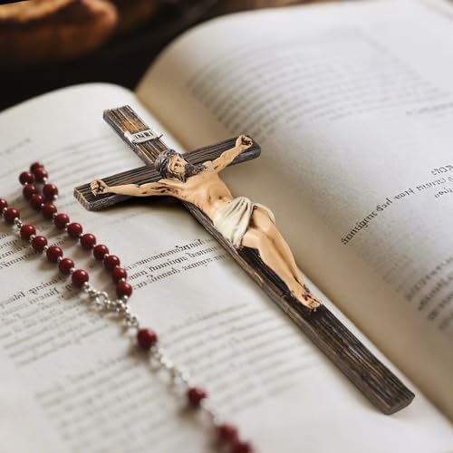 Magicsculp 106 Inch Catholic Wall Cross - Hand Painted Resin Decoration