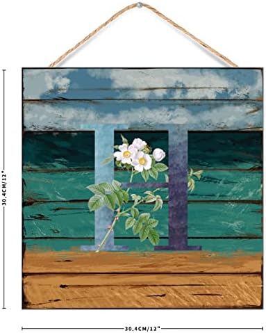 Initial Letter H Blue Green Monogram Wall Sign