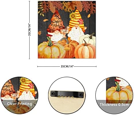 Welcome Fall Gnome Wooden Wall Sign 14x14in