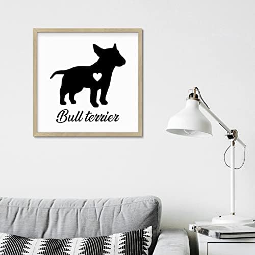 Bull Terrier Dog Silhouette Wooden Sign Wall Decor