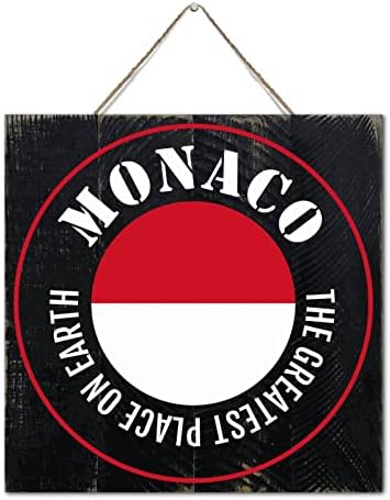 Monaco Wood Wall Sign Personalized 12x12 Inch