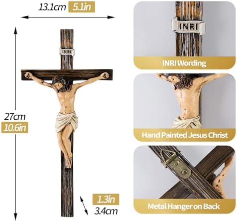 Magicsculp 106 Inch Catholic Wall Cross - Hand Painted Resin Decoration