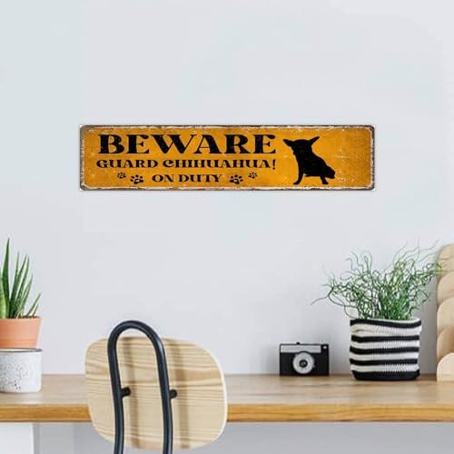 Beware Guard Dogs on Duty Rustic Wall Wood Sign 4x18 Inch