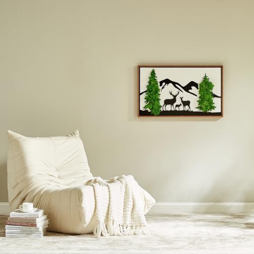 ETICIAN Deer Wall Pediment Metal Art Moss Decor