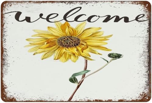 Rustic Sunflower Welcome Wall Decor Sign 12x16 Inch