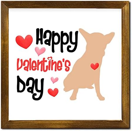 Happy Valentines Day Pet Dog Framed Wood Sign