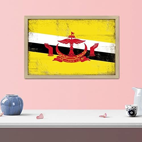 Personalized Framed Wooden Sign for Brunei Wall Decoration 8x12in
