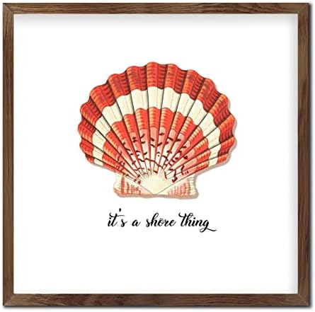 Its A Shore Thing Sea Snail Wood Sign Framed 12x12in