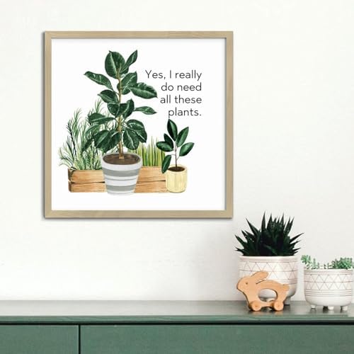 Cute Wood Wall Art Sign for Plant Lovers 12x12in