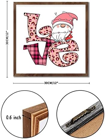 Valentine Gnome Love Letter Framed Wood Sign