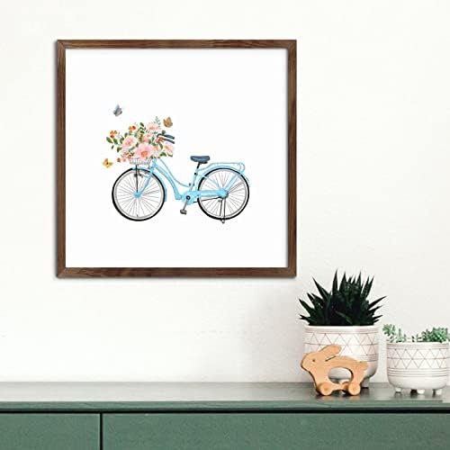Bicycle Flower Wood Plaque Sign 12x12in Farmhouse Decor