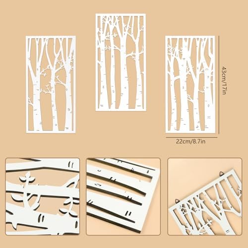 YIYA 3 Piece Birch Tree Wall Art Set