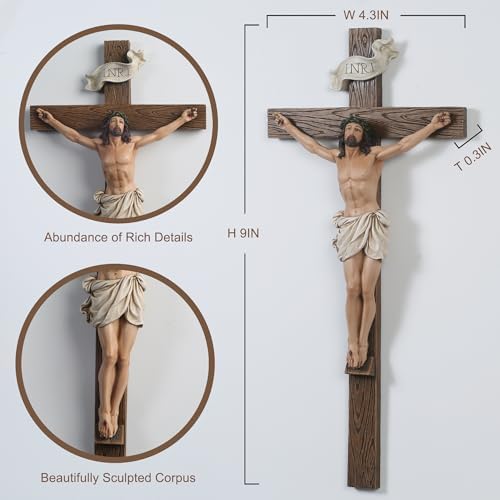 Grace4Joy 9 Inch Wall Cross for Catholic Home Decor