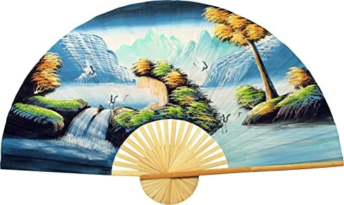 Chinese Cranes Giant Folding Wall Fan Decor Art