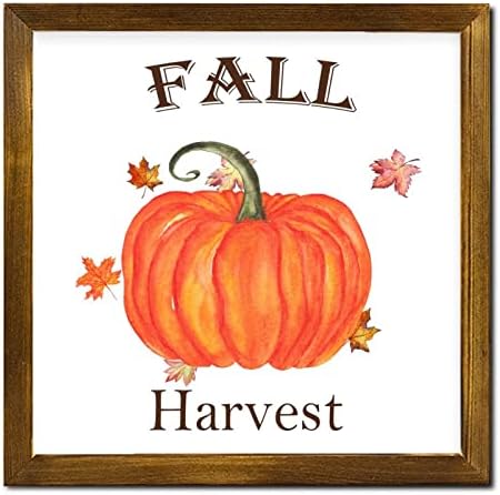 Fall Harvest Wooden Framed Sign 12x12 Inch