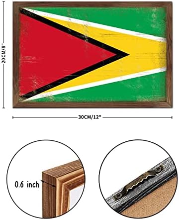 Guyana Flag Farmhouse Wood Sign 8x12 Wall Decor