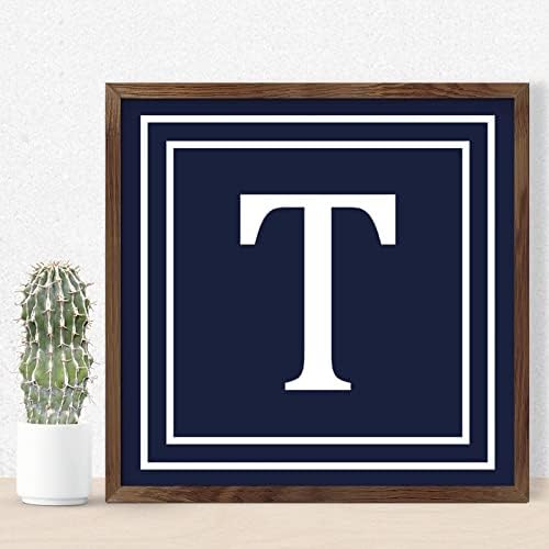 Initial Letter T Monogram Wall Decor Sign 12x12in