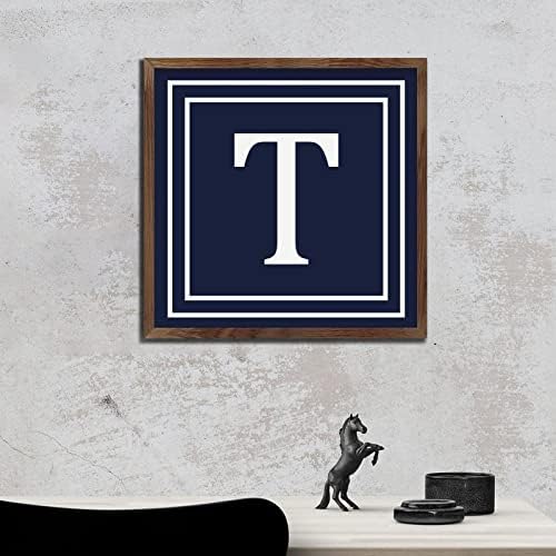 Initial Letter T Monogram Wall Decor Sign 12x12in