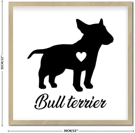 Bull Terrier Dog Silhouette Wooden Sign Wall Decor