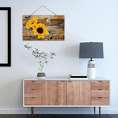 TEANFUN 12x20 Inch Rustic Wood Hummingbird Sign