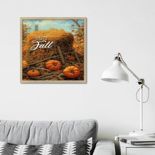 Wood Framed Sign Hello Fall Wall Art Decor 12x12in