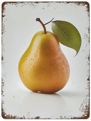 Yellow Pear Fruit Farmhouse Wall Art Metal Plaque