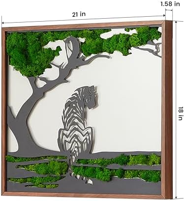 ETICIAN Tiger Wall Decor with Preserved Moss