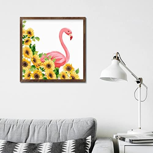 Hello Summer Flamingo Sunflower Wall Decor Sign