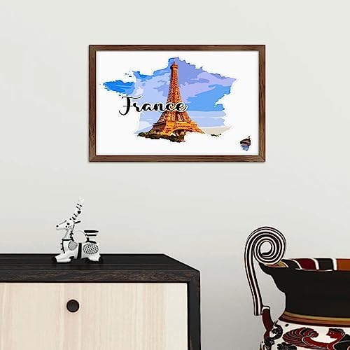 France Framed Wood Sign Plaque Wall Art Decor