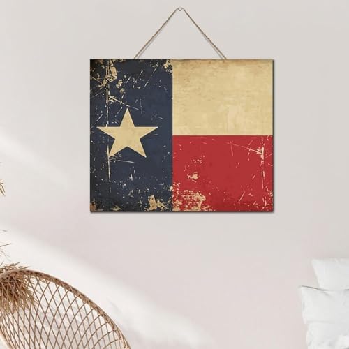 Autravelco Texas Lone Star Wood Wall Sign 10x12 Inch