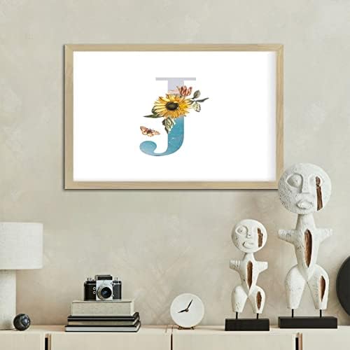 Funny Wood Framed Sign with Monogram Initial J 8x12in