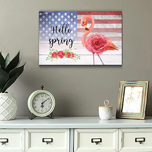 Hello Spring Rose Wood Grain Wall Decor 12x18in