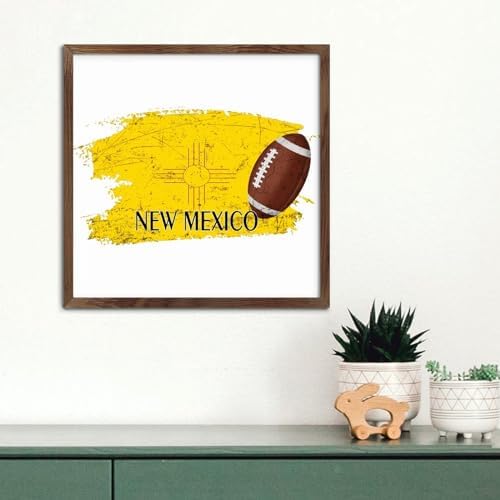 Football Theme New Mexico Framed Wood Sign Wall Decor