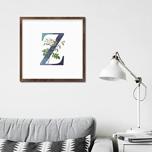 Rustic Wooden Wall Table Sign Initial Z Blue Green Monogram