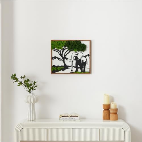 ETICIAN Metal Art Elephant Wall Decor with Moss