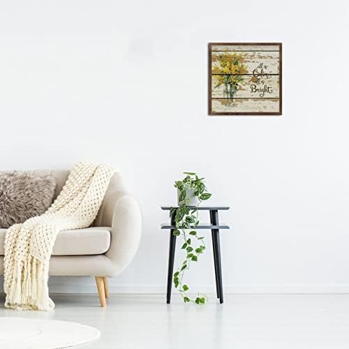 Modern Framed Wall Decor 12x12 Wood Plank Sign with Quotes