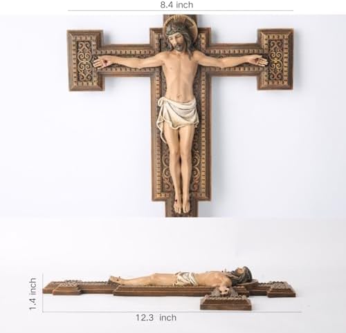 BC Catholic Crucifix Wall Cross 12 Inch Hand Painted