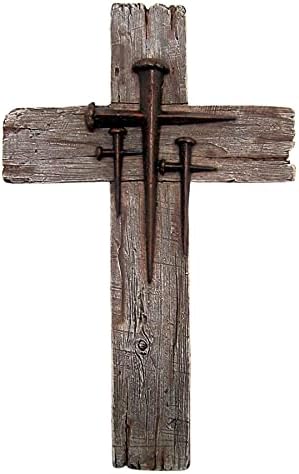 Rustic Wood Look Wall Cross with Three Nail Crosses
