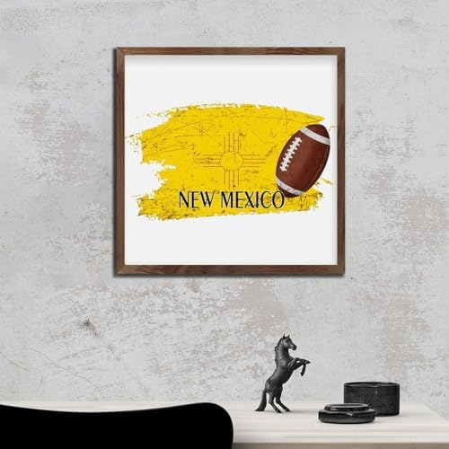 Football Theme New Mexico Framed Wood Sign Wall Decor