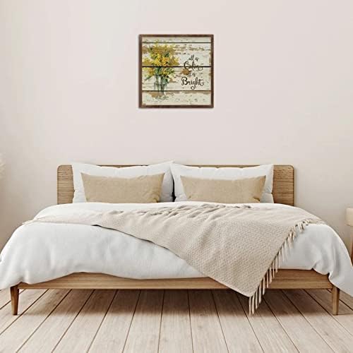 Modern Framed Wall Decor 12x12 Wood Plank Sign with Quotes