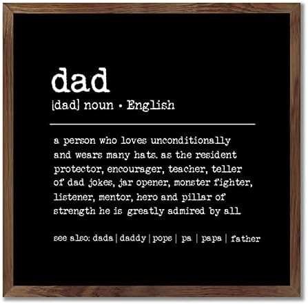 Farmhouse Decor Dad Definition Framed Wood Sign 12x12