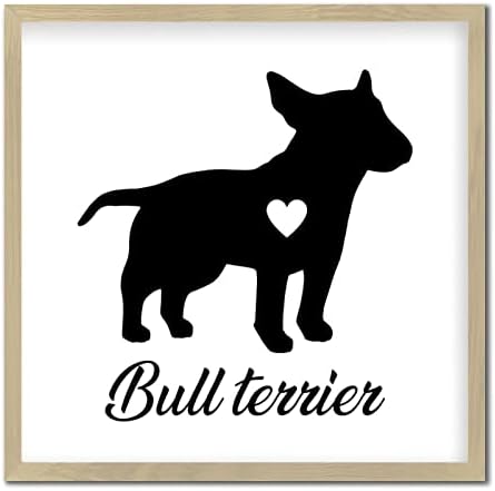 Bull Terrier Dog Silhouette Wooden Sign Wall Decor