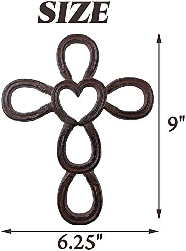 RONYOUNG Cast Iron Wall Cross Dark Brown