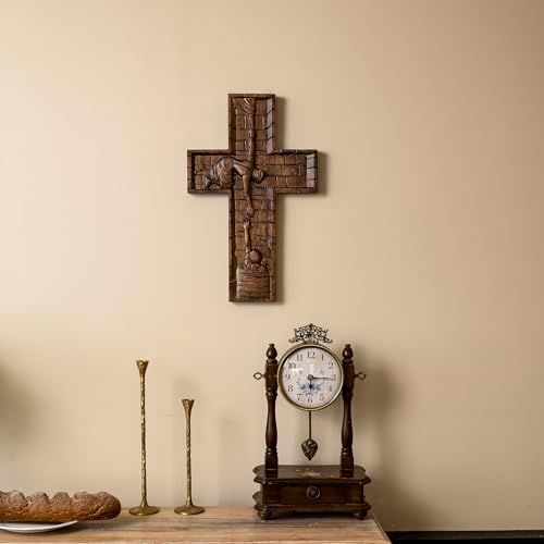 BGCOPPER 10 Inch Wooden Wall Cross with Hook