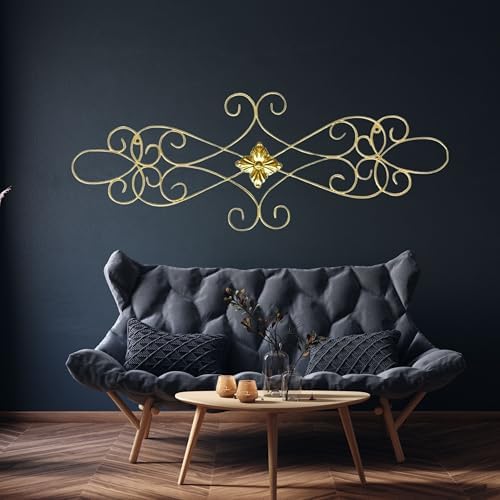Bellaa 23226 Gold Metal Wall Scroll Art Medallion Plaque